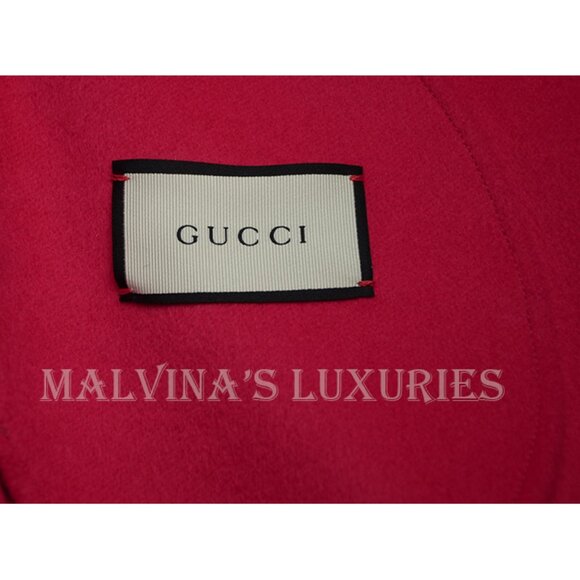 GUCCI COAT OVERSIZED MAGENTA WOOL ANGORA BLEND LONG JACKET IT sz 42 / US 6 - Picture 9 of 12